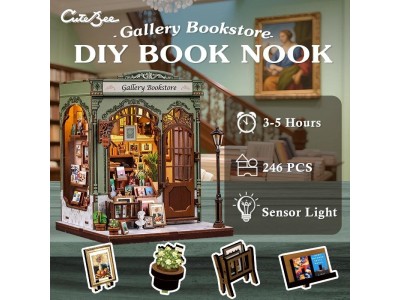 MINIATURE HOUSE - DIY- Galerie Librairie - 246pc + Eclairage LED 