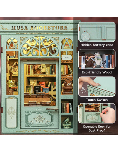 MINIATURE HOUSE - DIY- Galerie Librairie - 246pc + Eclairage LED 