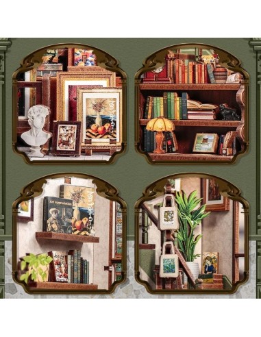 MINIATURE HOUSE - DIY- Galerie Librairie - 246pc + Eclairage LED 