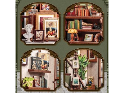 MINIATURE HOUSE - DIY- Galerie Librairie - 246pc + Eclairage LED 