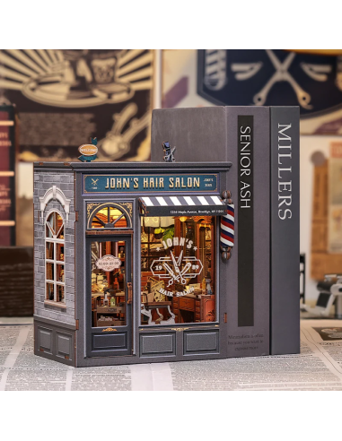 MINIATURE HOUSE - DIY- Salon de Coiffure John - 210pc + Eclairage LED 