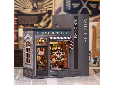 MINIATURE HOUSE - DIY- Salon de Coiffure John - 210pc + Eclairage LED 