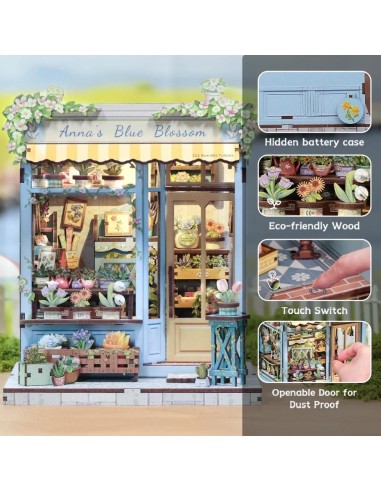 MINIATURE HOUSE - DIY- La Fleur Bleue d'Anna - 255pc + Eclairage LED 