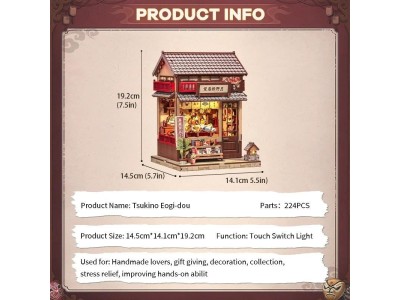 MINIATURE HOUSE - DIY- Tsukino Eogi-Dou - 224pc + Eclairage LED 