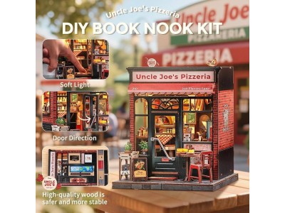 MINIATURE HOUSE - DIY- Pizzeria d'Oncle Joe - 236pc + Eclairage LED 