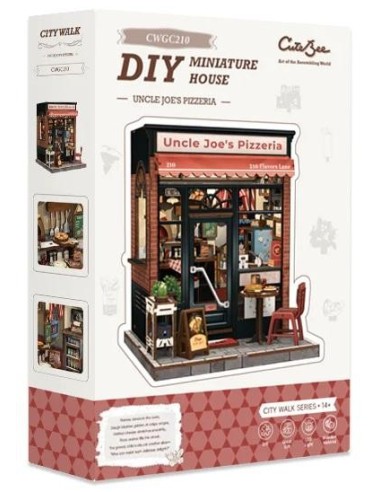 MINIATURE HOUSE - DIY- Pizzeria d'Oncle Joe - 236pc + Eclairage LED 