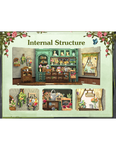 MINIATURE HOUSE - DIY - Fleuriste - 265pc + Eclairage LED 