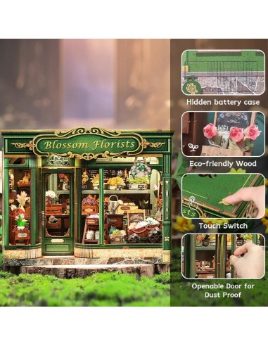 MINIATURE HOUSE - DIY - Fleuriste - 265pc + Eclairage LED 