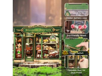 MINIATURE HOUSE - DIY - Fleuriste - 265pc + Eclairage LED 