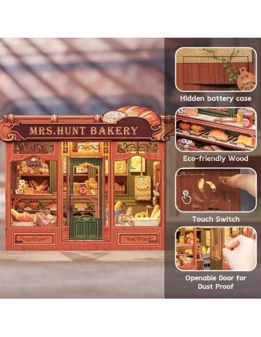 MINIATURE HOUSE - DIY - Boulangerie de Mrs. Hunt - 216pc+Eclairage LED 
