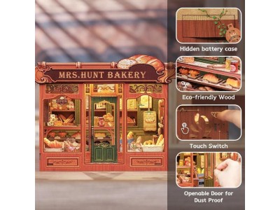 MINIATURE HOUSE - DIY - Boulangerie de Mrs. Hunt - 216pc+Eclairage LED 