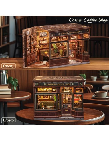 MINIATURE HOUSE - DIY- Corner Coffee Shop - 294pc+Eclairage LED 