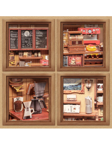 MINIATURE HOUSE - DIY- Corner Coffee Shop - 294pc+Eclairage LED 