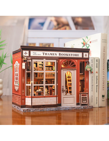 MINIATURE HOUSE - DIY- Librairie Thames - 343pc+Eclairage LED 