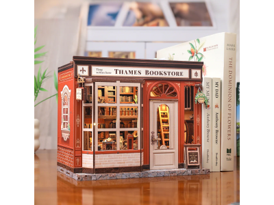 MINIATURE HOUSE - DIY- Librairie Thames - 343pc+Eclairage LED 