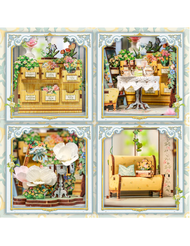 MINIATURE HOUSE - DIY- Maison des Fleurs Windsor - 235pc+Eclairage LED 