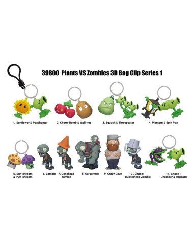 PLANTS VS ZOMBIES - Series 1 - 3D Foam Bag Clip (Display 24 Pcs) 