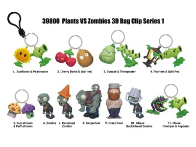 PLANTS VS ZOMBIES - Series 1 - 3D Foam Bag Clip (Display 24 Pcs) 