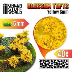 Touffes de Fleurs - 6mm - Auto-Adhésif - Fleurs JAUNES