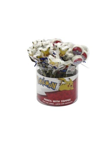 POKEMON - Pikachu & Pokeball - Display de 36 Crayons avec Gomme Topper 