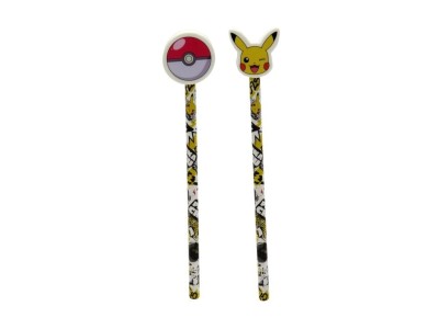 POKEMON - Pikachu & Pokeball - Display de 36 Crayons avec Gomme Topper 