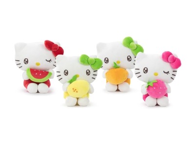 HELLO KITTY - Fruits - Assortiment de 12 Peluches - 4 Modèles - 22cm 