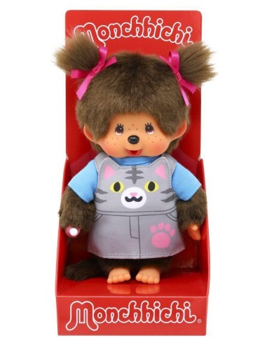 MONCHHICHI - Salopette Chat - Peluche 20cm 