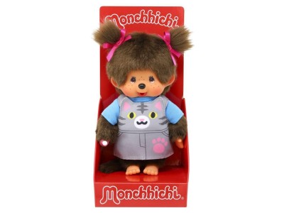 MONCHHICHI - Salopette Chat - Peluche 20cm 