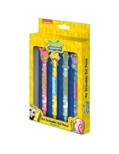 BOB L'EPONGE - 4 Stylos à Gel Effaçable + Head Topper 