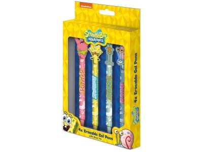 BOB L'EPONGE - 4 Stylos à Gel Effaçable + Head Topper 