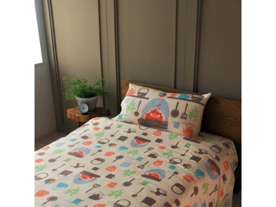 LE CHATEAU AMBULANT -Cuisiner avec Calcifer -Ensemble de Literie Natsu 