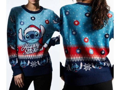 LILO & STITCH - Stitch "Happy Stitchmas" - Pull de Noël Femme (XXL) 