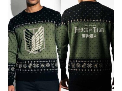 L'ATTAQUE DES TITANS - Logo - Pull de Noël Homme (XL) 