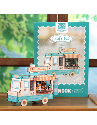 MINI BOOK NOOK KIT - DIY- Café Bus - Avec Aimants 