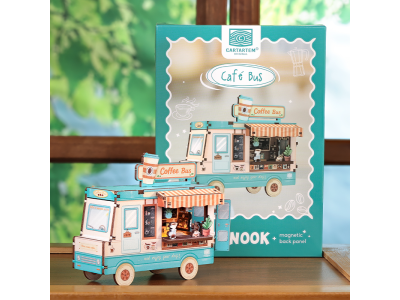 MINI BOOK NOOK KIT - DIY- Café Bus - Avec Aimants 