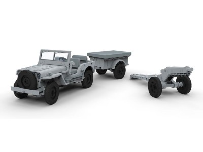 Willys Jeep, Trailer & 6PDR Gun 