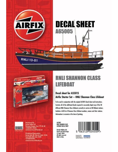 Decal Sheet - RNLI Shannon Class Lifeboat (A55015) 