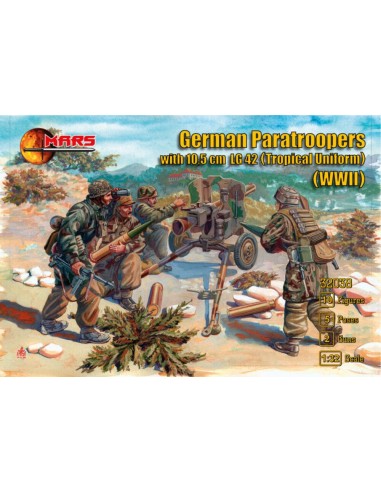 German Paratroopers with 10.5cm LG42 (Tropical Uniform) WWII 
