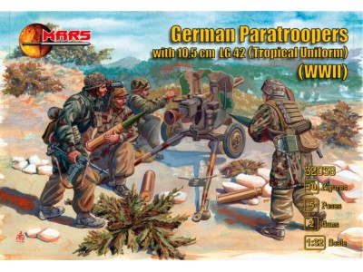 German Paratroopers with 10.5cm LG42 (Tropical Uniform) WWII 