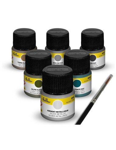 Acrylic Colour Set ”Military” 6 x 12 ml + Brush 