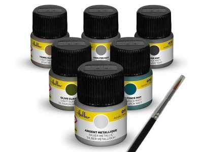 Acrylic Colour Set ”Military” 6 x 12 ml + Brush 