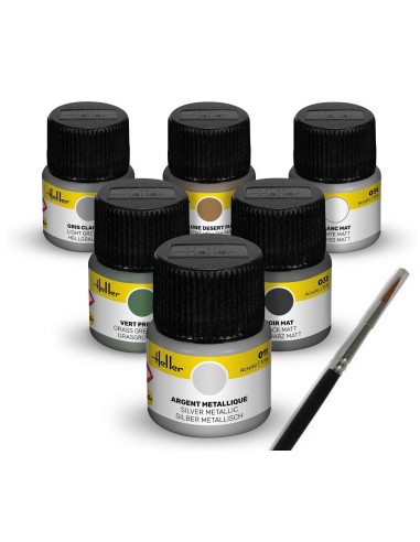 Acrylic Colour Set ”Military” Aircraft 6 x 12 ml + Brush 