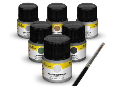 Acrylic Colour Set ”Military” Aircraft 6 x 12 ml + Brush 