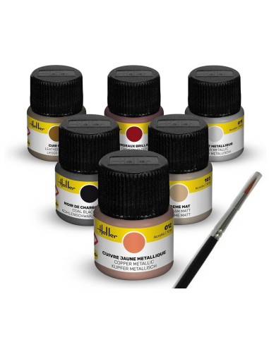Acrylic Colour Set  ”Oldtimer” 6 x 12 ml + Brush 
