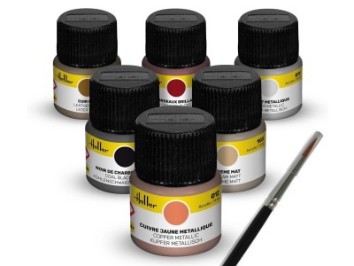 Acrylic Colour Set  ”Oldtimer” 6 x 12 ml + Brush 