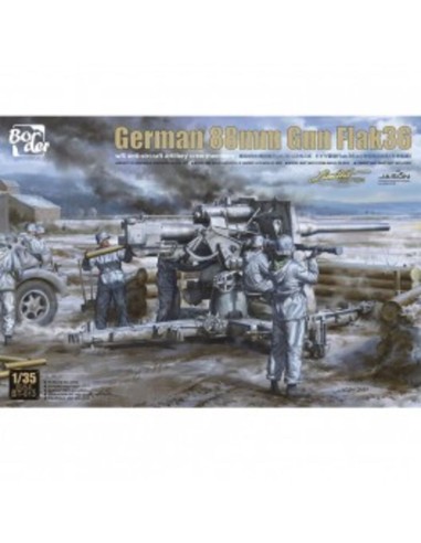 German 88mm Gun Flak 36 w/ 6 Crew Members 