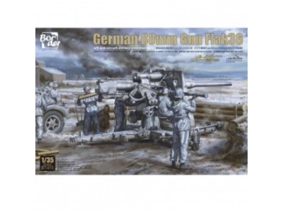 German 88mm Gun Flak 36 w/ 6 Crew Members 