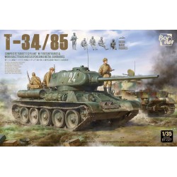 T-34-85 Composite Turret 112 Plant w/5 Resin Figures & Workable Track and Suspension & Metal Gun Barrel 