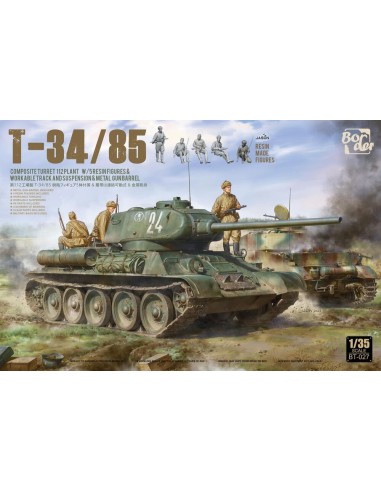T-34-85 Composite Turret 112 Plant w/5 Resin Figures & Workable Track and Suspension & Metal Gun Barrel 