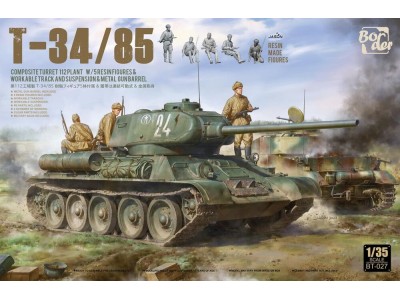 T-34-85 Composite Turret 112 Plant w/5 Resin Figures & Workable Track and Suspension & Metal Gun Barrel 